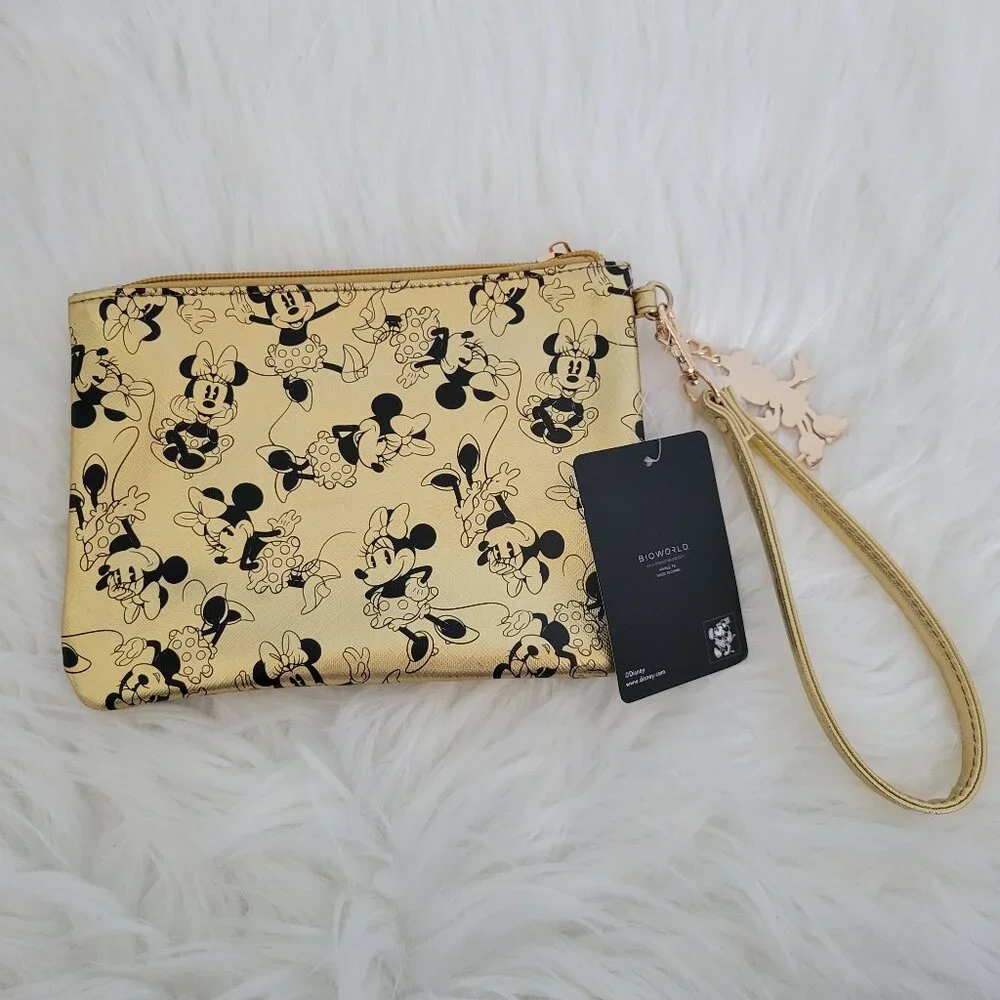 Disney Minnie Mouse Gold Metallic Wristlet